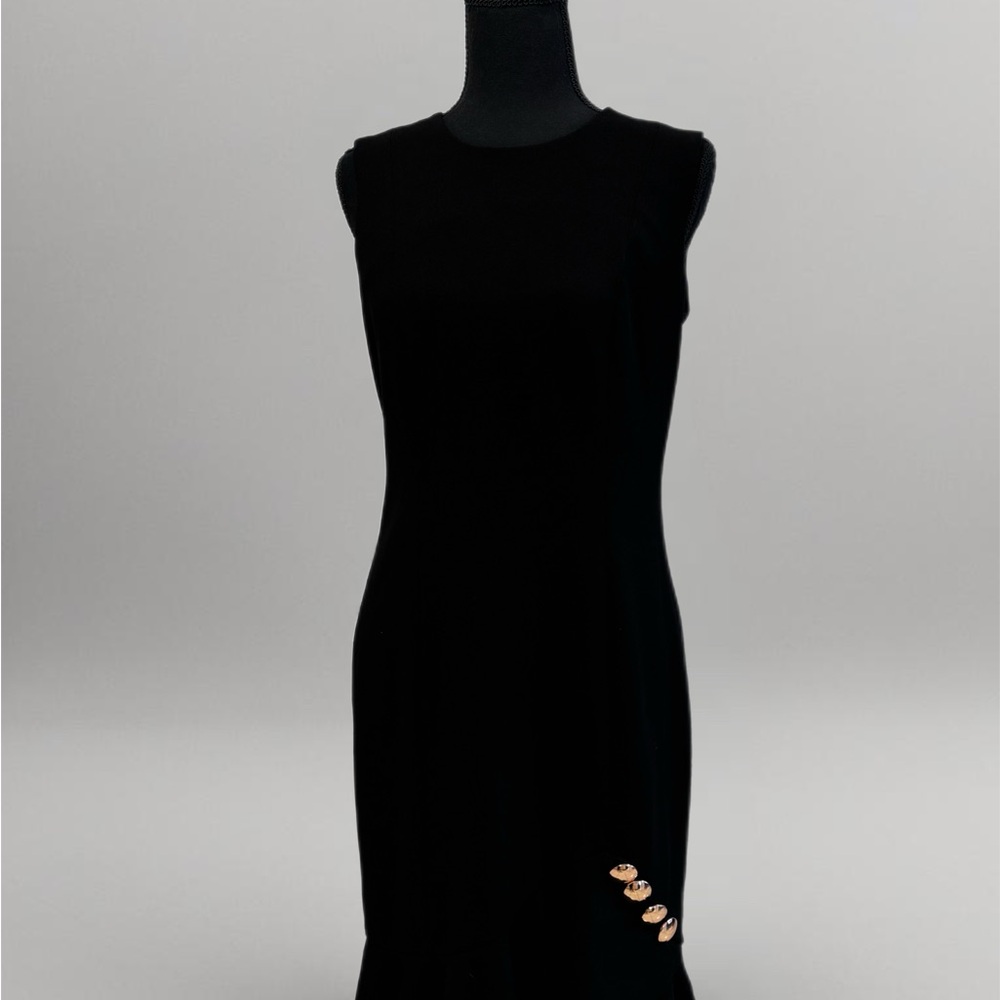 Calvin Klein Black Midi Dress with Gold Accents